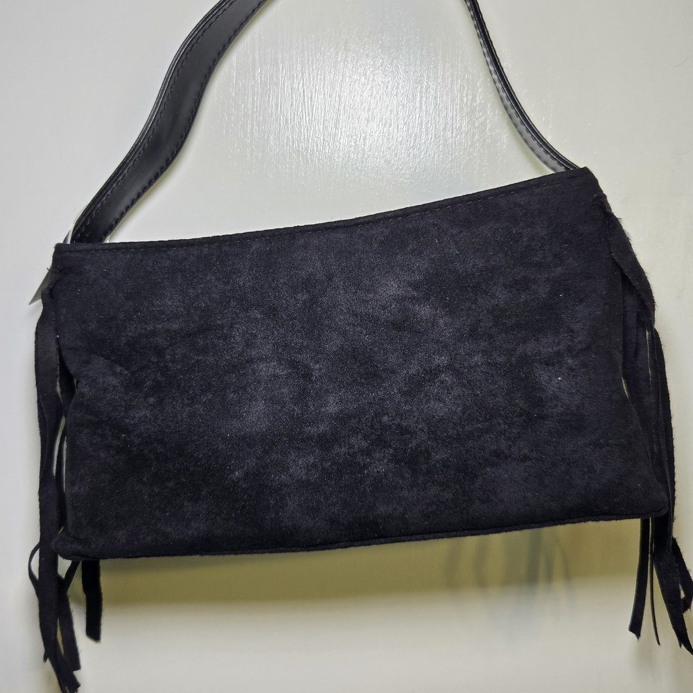 Elegant Black Suede Shoulder Bag